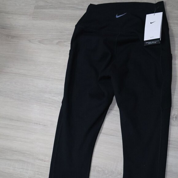 Nike One Women’s High-Waisted 7/8 Leggings Pockets Black - Picture 9 of 13